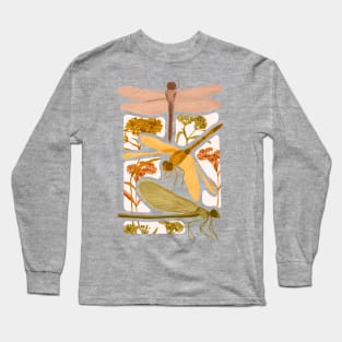 Dusky Earth Tone Dragonfly Abstract Long Sleeve T-Shirt